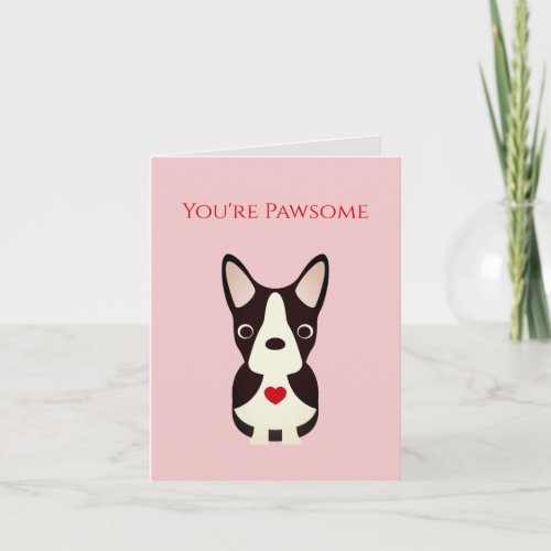 Boston Terrier Dog Valentine Valentines Day Note Card