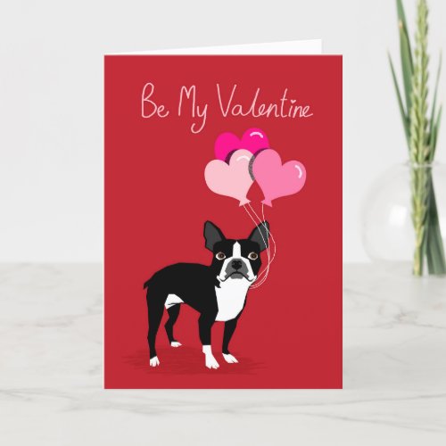 Boston Terrier Dog Valentines Day Card