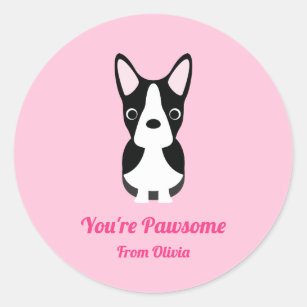Boston Terrier Dog Valentine's Day  Classic Round Sticker
