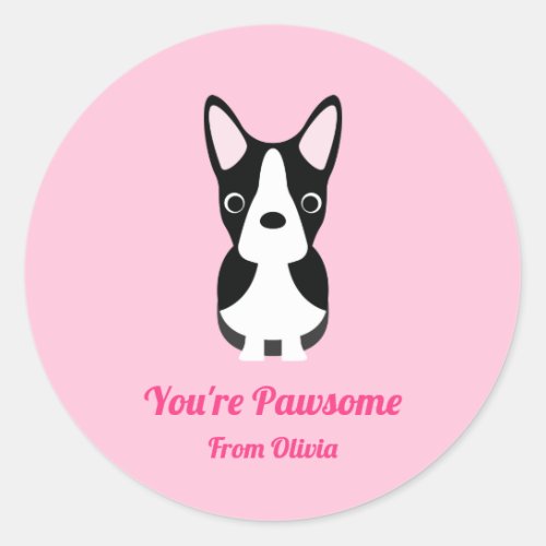 Boston Terrier Dog Valentines Day  Classic Round Sticker