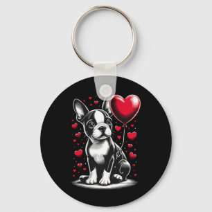 Boston Terrier Dog Valentine's Day Dog Owner Valen Keychain