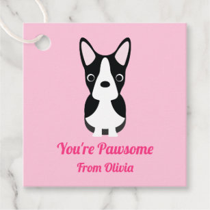 Boston Terrier Dog Valentine's Day Favor Tags