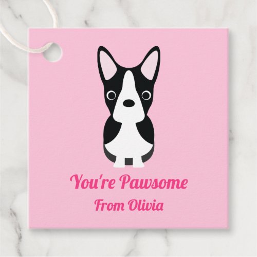 Boston Terrier Dog Valentines Day Favor Tags