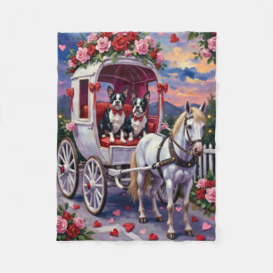 Boston Terrier  Dog Valentine's Day Fleece Blanket