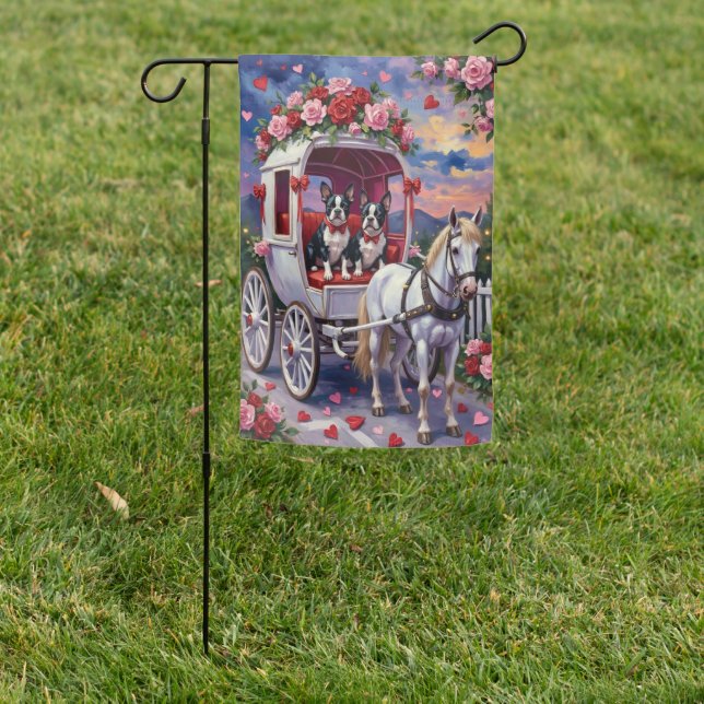 Boston Terrier  Dog Valentine's Day Garden Flag (In SItu)