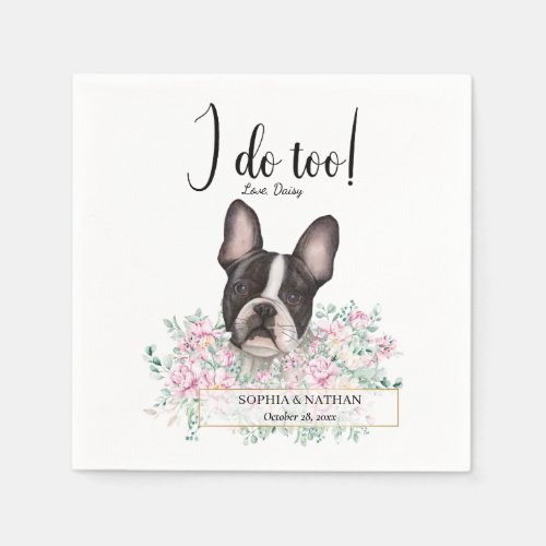 Boston Terrier Dog Wedding Cocktail Napkins