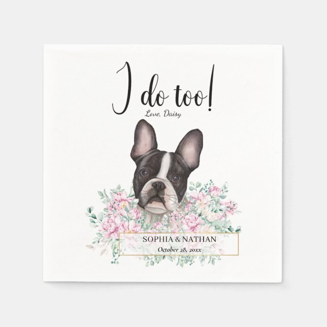 Boston Terrier Dog Wedding Cocktail Napkins (Front)