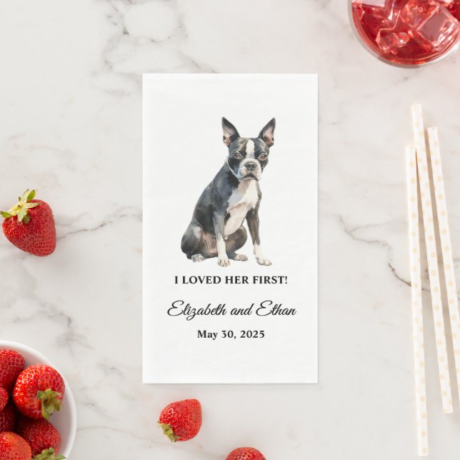 Boston Terrier Dog Wedding Dinner Paper Guest Towels (Insitu)
