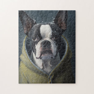BOSTON TERRIER Dog winter Jigsaw Puzzle