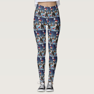 Boston Terrier Dog Winter Wonderland Christmas Joy Leggings
