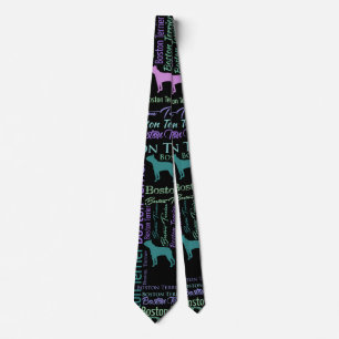 Boston Terrier Dog Word Art pattern Neck Tie
