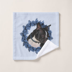Boston Terrier Dog Wreath Bath Towel Set