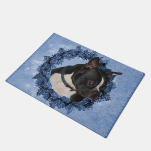 Boston Terrier Dog Wreath Doormat