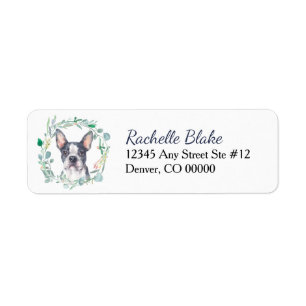 Boston Terrier Dog Wreath Return Address Label