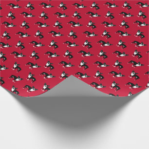 Boston Terrier Dogs Black and White Red Pattern Wrapping Paper