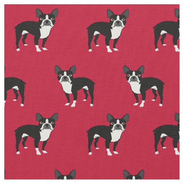 Boston Terrier dogs red Fabric (Close Up)