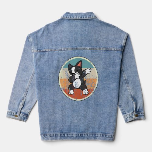 Boston Terrier Dogs Vintage Retro  Denim Jacket