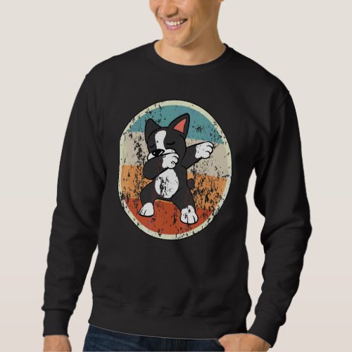 Boston Terrier Dogs Vintage Retro Sweatshirt
