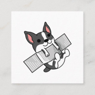 Boston Terrier Duct Taped Square Business Card