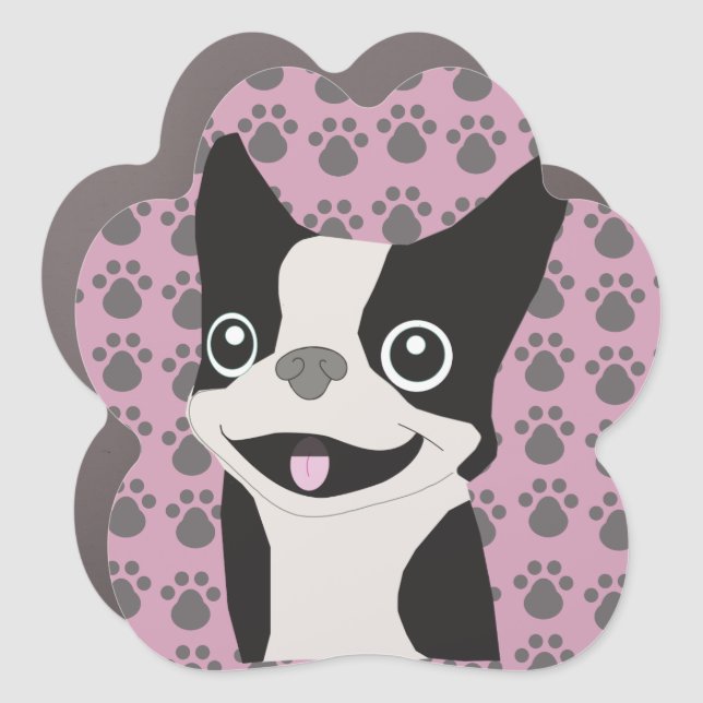 Boston Terrier, Dusty Pink Car Magnet (Front)