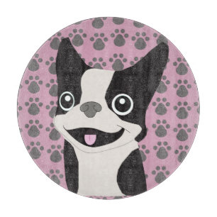 Boston Terrier, Dusty Pink Cutting Board
