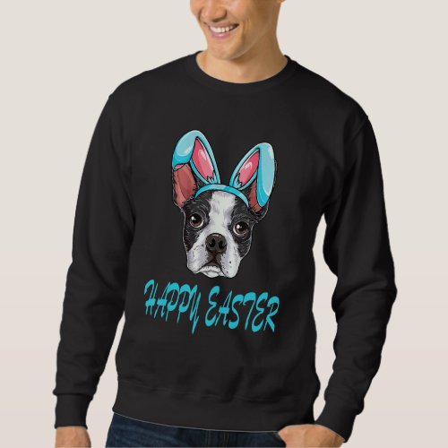 Boston Terrier Easter Bunny Ears Boys Girls Kids D Sweatshirt
