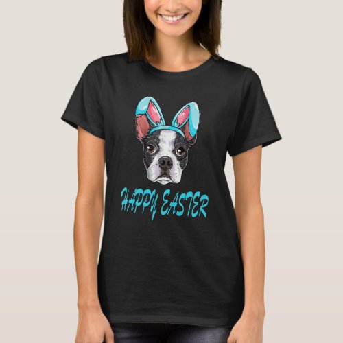 Boston Terrier Easter Bunny Ears Boys Girls Kids D T_Shirt