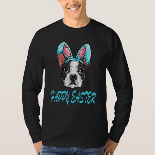 Boston Terrier Easter Bunny Ears Boys Girls Kids D T_Shirt