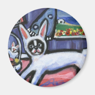 Boston Terrier Easter bunny Magnet