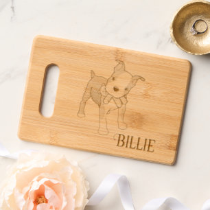 Boston Terrier Etched Wooden Cutting Board