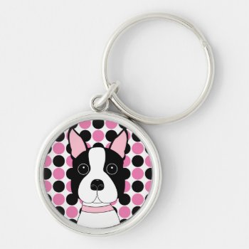 Boston Terrier Face Keychain by totallypainted at Zazzle