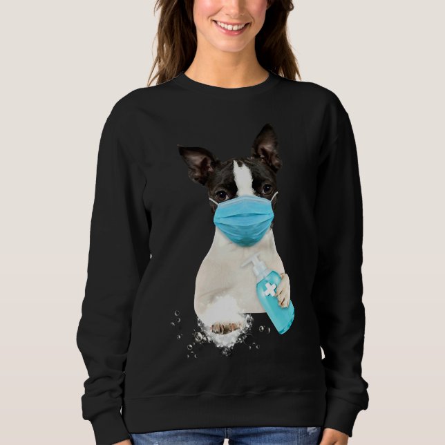 Boston Terrier Face Mask 105 Sweatshirt (Front)