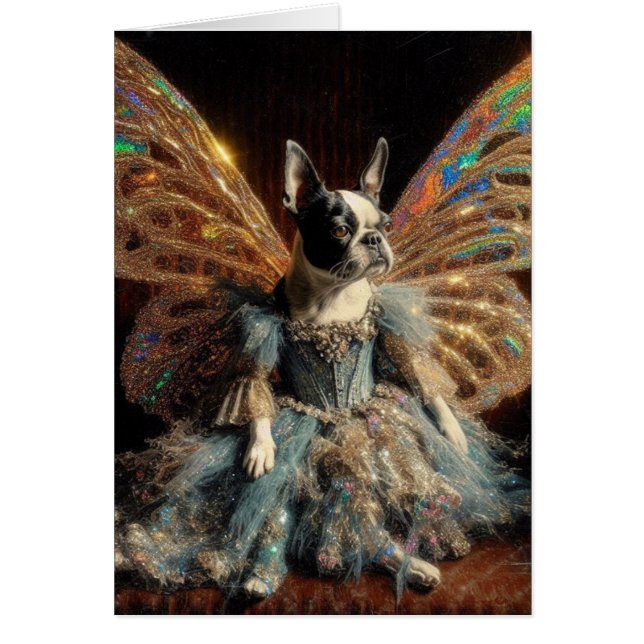 Boston Terrier Fairy All Occasions Blank Inside  Cards (Front)