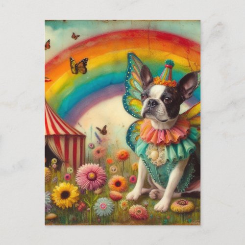 Boston Terrier Fairy Circus Postcard