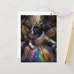 Boston Terrier Fairy in a Chair Postcard