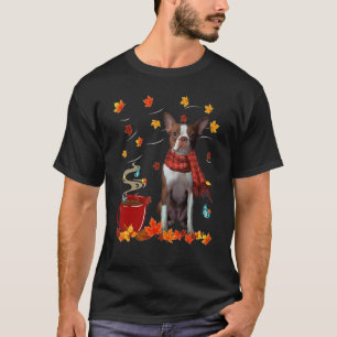 Boston Terrier  Fall  Chocolate  Hot   Dog Autumn T-Shirt