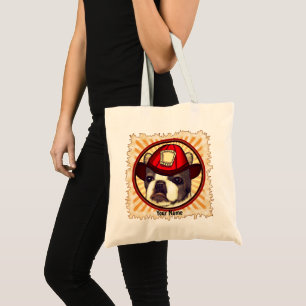 Boston Terrier Firefighter Tote Bag