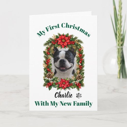 Boston Terrier First Christmas Card