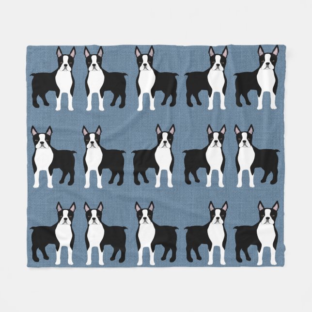 Boston Terrier Fleece Blanket (Front (Horizontal))