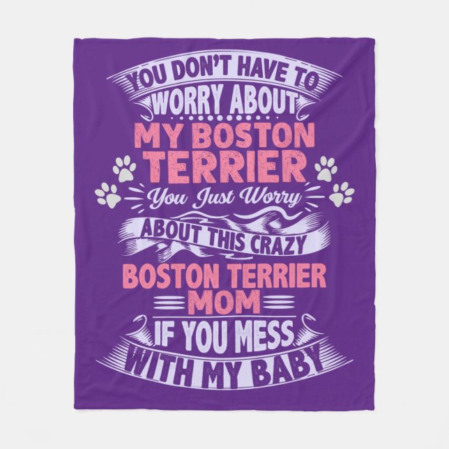 "Boston Terrier" fleece blanket. (Front)