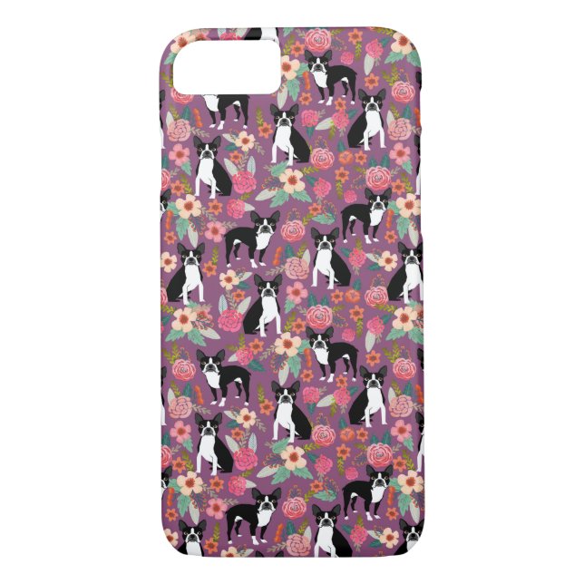 Boston Terrier Floral phone case  - iphone case (Back)