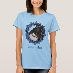 Boston Terrier Flower Wreath Personalized T-Shirt