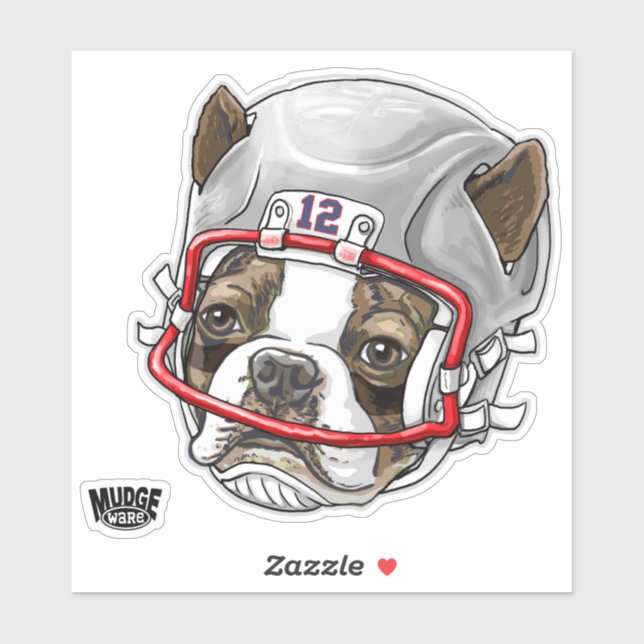 Boston Terrier Football Helmet 12 Sticker (Sheet)