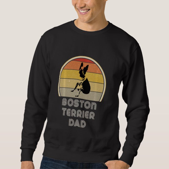 Boston Terrier  For Women Retro Boston Terrier Dad Sweatshirt (Front)