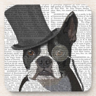 Boston Terrier, Formal Hound and Hat Beverage Coaster