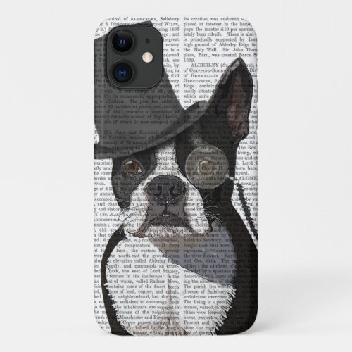 Boston Terrier Formal Hound and Hat iPhone 11 Case
