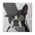 Boston Terrier, Formal Hound and Hat Ceramic Tile<br><div class="desc">Boston Terrier,  Formal Hound and Hat by FabFunky. Features a dapper boston terrier wearing a fun tophat and monocle. | 191411D</div>