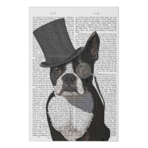 Boston Terrier, Formal Hound and Hat Faux Canvas Print