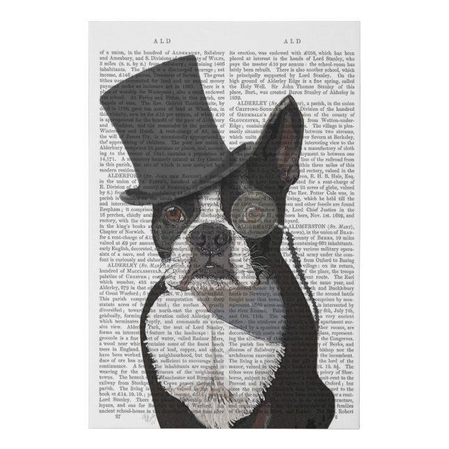 Boston Terrier, Formal Hound and Hat Faux Canvas Print (Front)