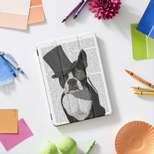 Boston Terrier, Formal Hound and Hat iPad Pro Cover (Desk)